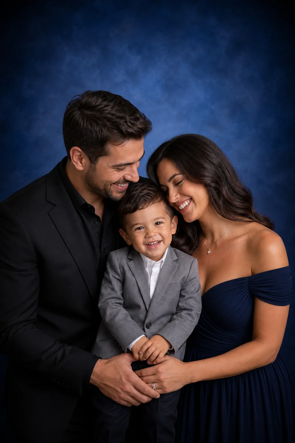 Parents sharing a close moment with their son